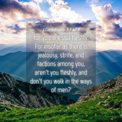 Picture 04 - 1 Corinthians 3:3 WEB - for you are still fleshly. For insofar as there - Bible Verse Picture