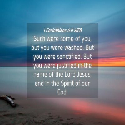 Picture 04 - 1 Corinthians 6:11 WEB - Such were some of you, but you were washed. But - Bible Verse Picture