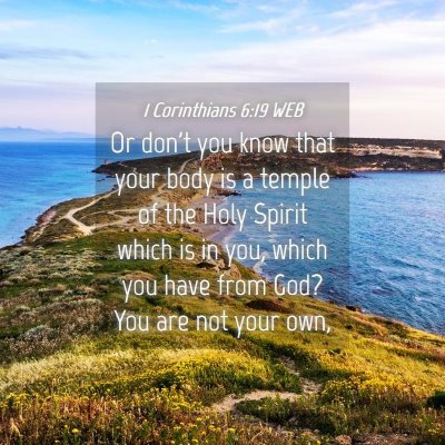 Picture 04 - 1 Corinthians 6:19 WEB - Or don't you know that your body is a temple of - Bible Verse Picture