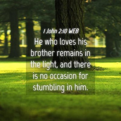 Picture 04 - 1 John 2:10 WEB - He who loves his brother remains in the light, - Bible Verse Picture