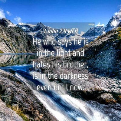 Picture 04 - 1 John 2:9 WEB - He who says he is in the light and hates his - Bible Verse Picture