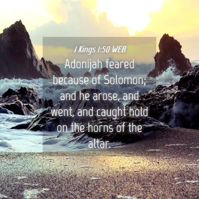 Picture 04 - 1 Kings 1:50 WEB - Adonijah feared because of Solomon; and he arose, - Bible Verse Picture