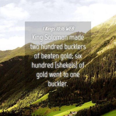 Picture 04 - 1 Kings 10:16 WEB - King Solomon made two hundred bucklers of beaten - Bible Verse Picture