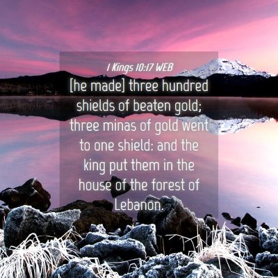 Picture 04 - 1 Kings 10:17 WEB - [he made] three hundred shields of beaten gold; - Bible Verse Picture