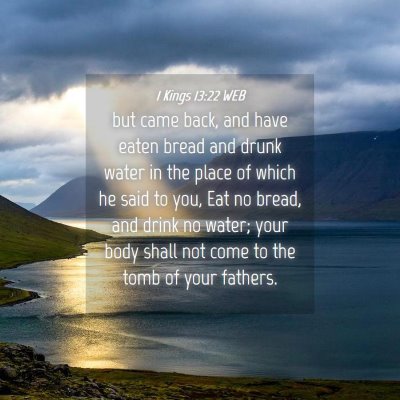 Picture 04 - 1 Kings 13:22 WEB - but came back, and have eaten bread and drunk - Bible Verse Picture