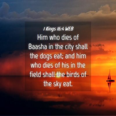 Picture 04 - 1 Kings 16:4 WEB - Him who dies of Baasha in the city shall the dogs - Bible Verse Picture