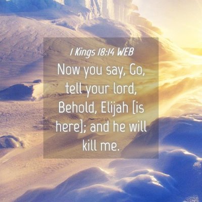 Picture 04 - 1 Kings 18:14 WEB - Now you say, Go, tell your lord, Behold, Elijah - Bible Verse Picture