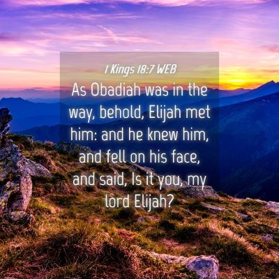 Picture 04 - 1 Kings 18:7 WEB - As Obadiah was in the way, behold, Elijah met - Bible Verse Picture