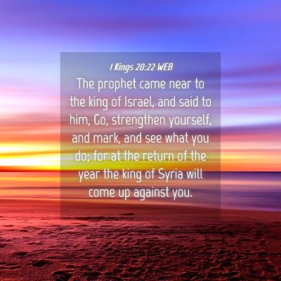 Picture 04 - 1 Kings 20:22 WEB - The prophet came near to the king of Israel, and - Bible Verse Picture