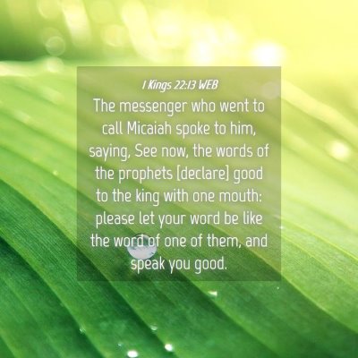 Picture 04 - 1 Kings 22:13 WEB - The messenger who went to call Micaiah spoke to - Bible Verse Picture