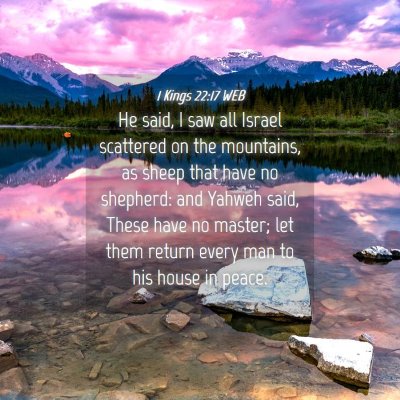 Picture 04 - 1 Kings 22:17 WEB - He said, I saw all Israel scattered on the - Bible Verse Picture