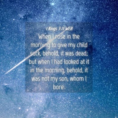 Picture 04 - 1 Kings 3:21 WEB - When I rose in the morning to give my child suck, - Bible Verse Picture