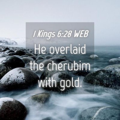 Picture 04 - 1 Kings 6:28 WEB - He overlaid the cherubim with - Bible Verse Picture