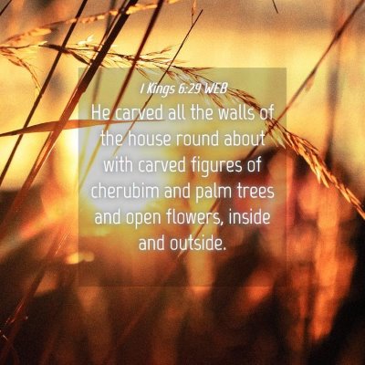 Picture 04 - 1 Kings 6:29 WEB - He carved all the walls of the house round about - Bible Verse Picture
