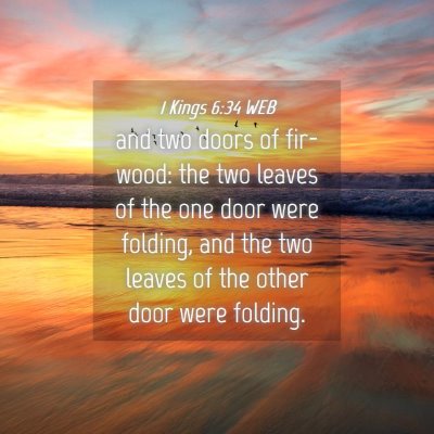 Picture 04 - 1 Kings 6:34 WEB - and two doors of fir-wood: the two leaves of the - Bible Verse Picture