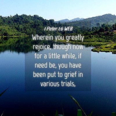 Picture 04 - 1 Peter 1:6 WEB - Wherein you greatly rejoice, though now for a - Bible Verse Picture