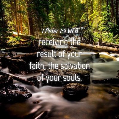 Picture 04 - 1 Peter 1:9 WEB - receiving the result of your faith, the salvation - Bible Verse Picture