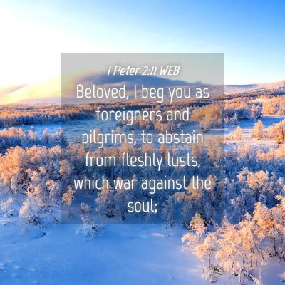 Picture 04 - 1 Peter 2:11 WEB - Beloved, I beg you as foreigners and pilgrims, to - Bible Verse Picture