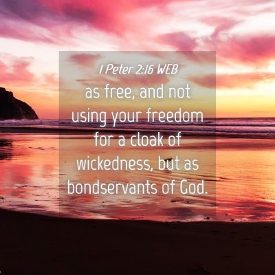 Picture 04 - 1 Peter 2:16 WEB - as free, and not using your freedom for a cloak - Bible Verse Picture