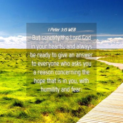 Picture 04 - 1 Peter 3:15 WEB - But sanctify the Lord God in your hearts; and - Bible Verse Picture