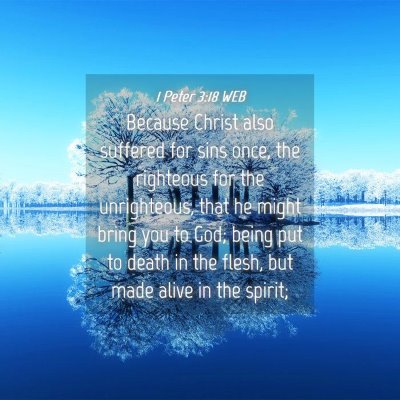 Picture 04 - 1 Peter 3:18 WEB - Because Christ also suffered for sins once, the - Bible Verse Picture