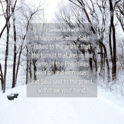 Picture 04 - 1 Samuel 14:19 WEB - It happened, while Saul talked to the priest, - Bible Verse Picture