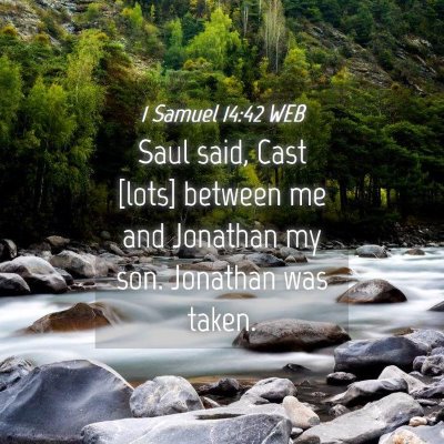 Picture 04 - 1 Samuel 14:42 WEB - Saul said, Cast [lots] between me and Jonathan my - Bible Verse Picture