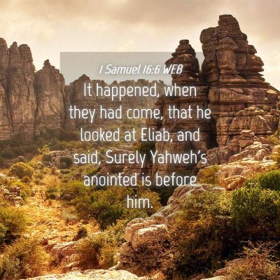Picture 04 - 1 Samuel 16:6 WEB - It happened, when they had come, that he looked - Bible Verse Picture
