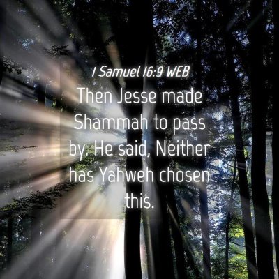 Picture 04 - 1 Samuel 16:9 WEB - Then Jesse made Shammah to pass by. He said, - Bible Verse Picture