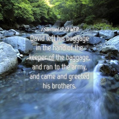 Picture 04 - 1 Samuel 17:22 WEB - David left his baggage in the hand of the keeper - Bible Verse Picture