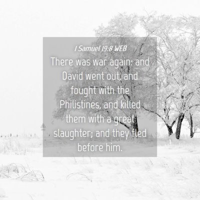 Picture 04 - 1 Samuel 19:8 WEB - There was war again: and David went out, and - Bible Verse Picture