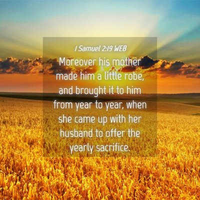 Picture 04 - 1 Samuel 2:19 WEB - Moreover his mother made him a little robe, and - Bible Verse Picture