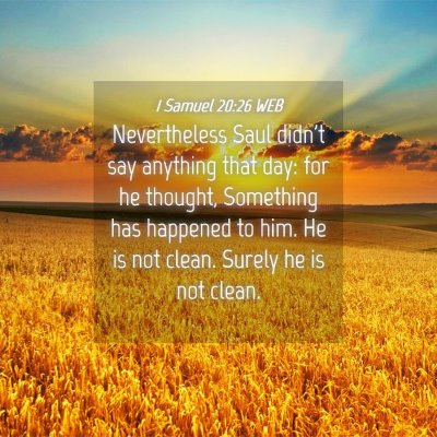 Picture 04 - 1 Samuel 20:26 WEB - Nevertheless Saul didn't say anything that day: - Bible Verse Picture