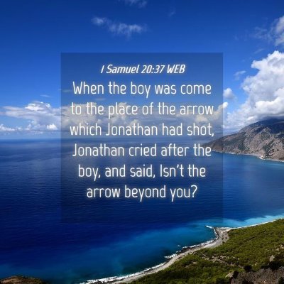 Picture 04 - 1 Samuel 20:37 WEB - When the boy was come to the place of the arrow - Bible Verse Picture