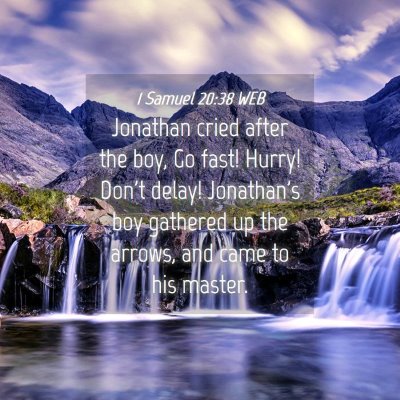 Picture 04 - 1 Samuel 20:38 WEB - Jonathan cried after the boy, Go fast! Hurry! - Bible Verse Picture