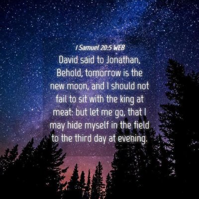 Picture 04 - 1 Samuel 20:5 WEB - David said to Jonathan, Behold, tomorrow is the - Bible Verse Picture