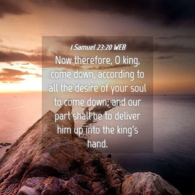 Picture 04 - 1 Samuel 23:20 WEB - Now therefore, O king, come down, according to - Bible Verse Picture