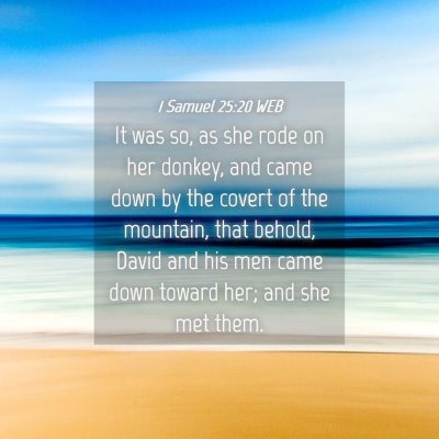 Picture 04 - 1 Samuel 25:20 WEB - It was so, as she rode on her donkey, and came - Bible Verse Picture