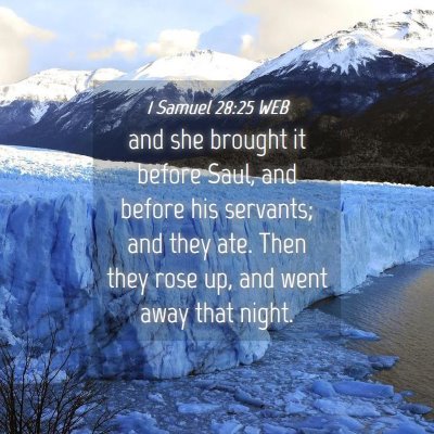 Picture 04 - 1 Samuel 28:25 WEB - and she brought it before Saul, and before his - Bible Verse Picture
