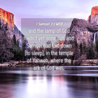 Picture 04 - 1 Samuel 3:3 WEB - and the lamp of God hadn't yet gone out, and - Bible Verse Picture