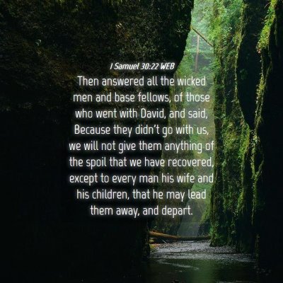 Picture 04 - 1 Samuel 30:22 WEB - Then answered all the wicked men and base - Bible Verse Picture