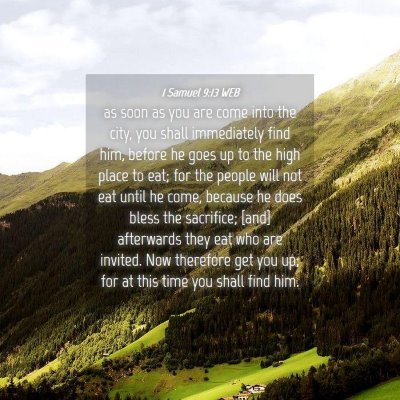 Picture 04 - 1 Samuel 9:13 WEB - as soon as you are come into the city, you shall - Bible Verse Picture