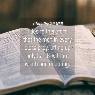Picture 04 - 1 Timothy 2:8 WEB - I desire therefore that the men in every place - Bible Verse Picture
