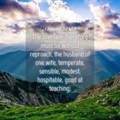 Picture 04 - 1 Timothy 3:2 WEB - The overseer therefore must be without reproach, - Bible Verse Picture