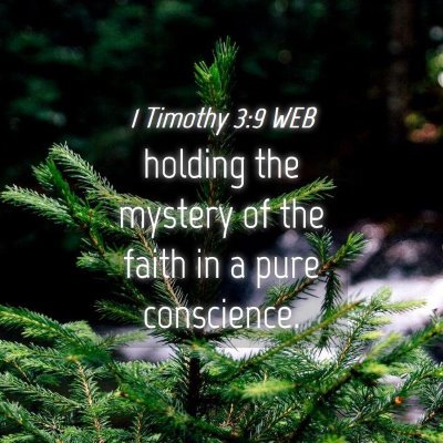 Picture 04 - 1 Timothy 3:9 WEB - holding the mystery of the faith in a pure - Bible Verse Picture