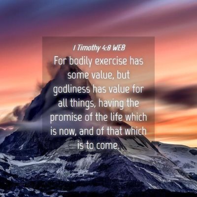 Picture 04 - 1 Timothy 4:8 WEB - For bodily exercise has some value, but godliness - Bible Verse Picture