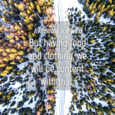 Picture 04 - 1 Timothy 6:8 WEB - But having food and clothing, we will be content - Bible Verse Picture