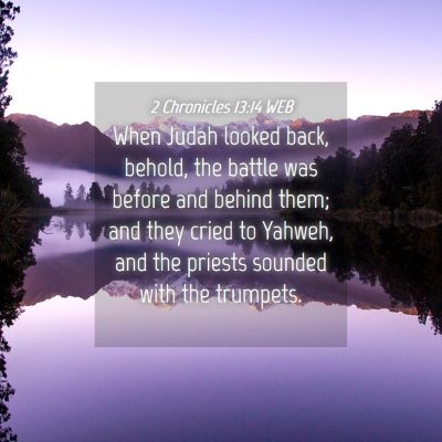 Picture 04 - 2 Chronicles 13:14 WEB - When Judah looked back, behold, the battle was - Bible Verse Picture