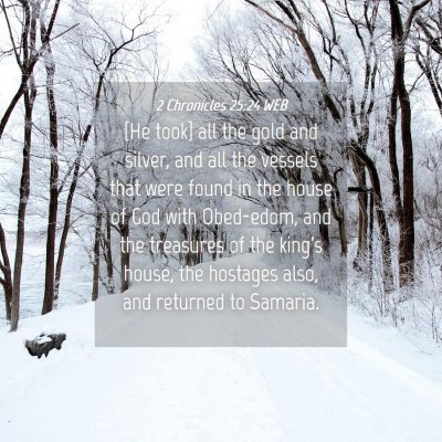 Picture 04 - 2 Chronicles 25:24 WEB - [He took] all the gold and silver, and all the - Bible Verse Picture