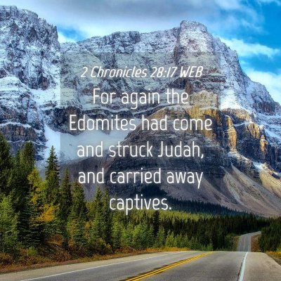 Picture 04 - 2 Chronicles 28:17 WEB - For again the Edomites had come and struck Judah, - Bible Verse Picture